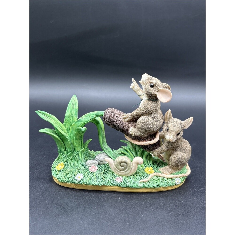 Charming Tails Resin Cattail Catapult Mice Mouse Figurine Silvestri